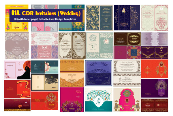 Wedding card designs Inner & Outer CDR Files